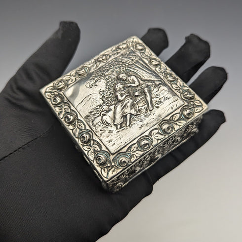 20 世紀初德國古董 800 銀壓花方盒 94 克