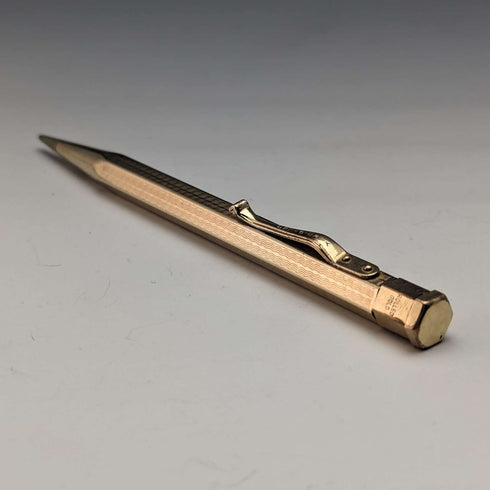 British Vintage Yard O Red Rolled Gold Hexagon Propelled Pencil