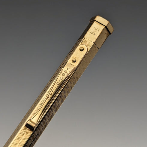 British Vintage Yard O Red Rolled Gold Hexagon Propelled Pencil