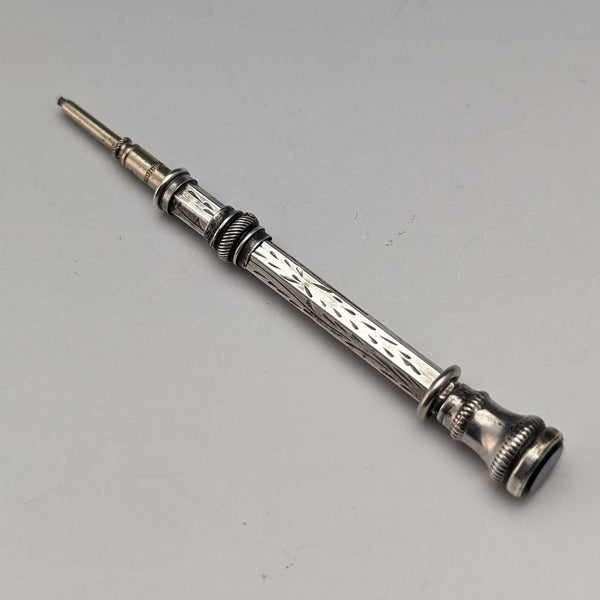 英國古董銀盤自動鉛筆玻璃裝飾伸縮 43-59 毫米