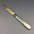 1888 British Antique White Pearl Shell Handle Pure Silver Blade Folding Pen Knife in Case