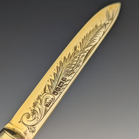 1888 年英國古董白色珍珠貝手柄純銀刀片折疊筆刀帶盒