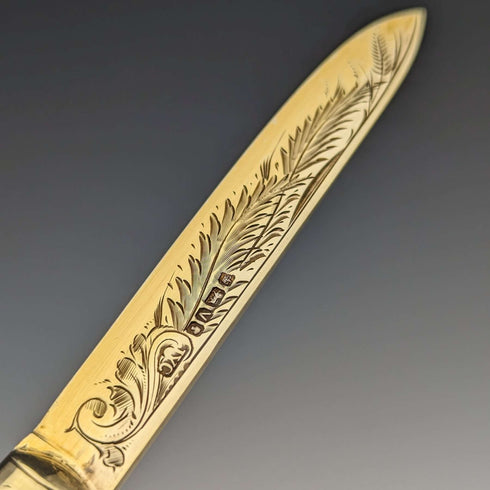 1888 British Antique White Pearl Shell Handle Pure Silver Blade Folding Pen Knife in Case