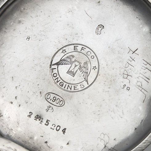 1910年頃 アンティーク ロンジン 懐中時計 アール・ヌーヴォー彫刻 銀側ハンターケース 動作良好