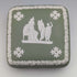 British Vintage Wedgwood Jasperware Square Box Accessory Case Green