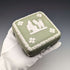 British Vintage Wedgwood Jasperware Square Box Accessory Case Green