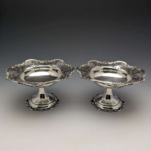 1910 年英國古董純銀蜜餞一對直徑 14 厘米共 328 克 Mappin & Webb