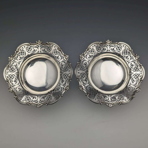 1910 年英國古董純銀蜜餞一對直徑 14 厘米共 328 克 Mappin & Webb
