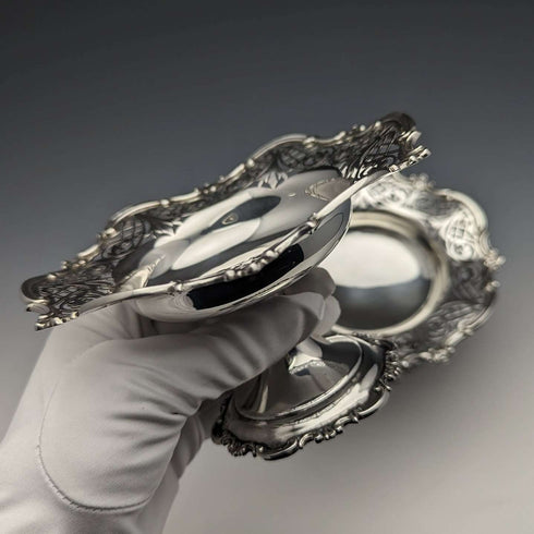 1910 年英國古董純銀蜜餞一對直徑 14 厘米共 328 克 Mappin & Webb
