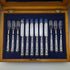 1838 British Antique Sterling Silver Handle Cutlery 6 Pair Set Boxed Charles Needham