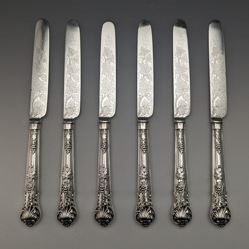 1838 年英國古董純銀手柄餐具 6 對套裝盒裝查爾斯·李約瑟