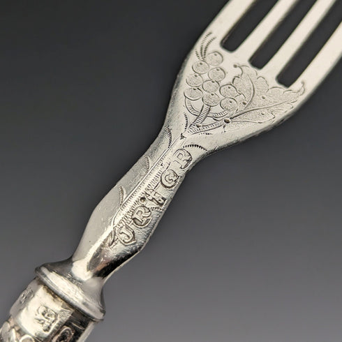 1838 年英國古董純銀手柄餐具 6 對套裝盒裝查爾斯·李約瑟