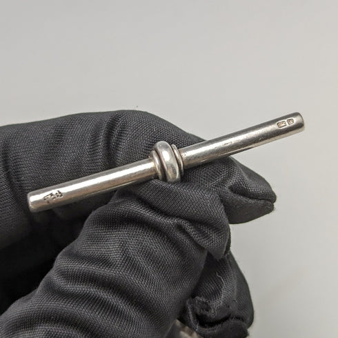 1900年頃 英国アンティーク 純銀製アルバートチェーン 極太 56g フォブ無し