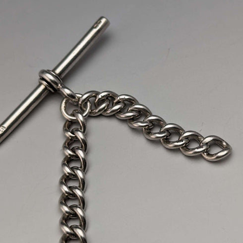Around 1900 British Antique Sterling Silver Albert Chain Extra Thick 56g No Fob
