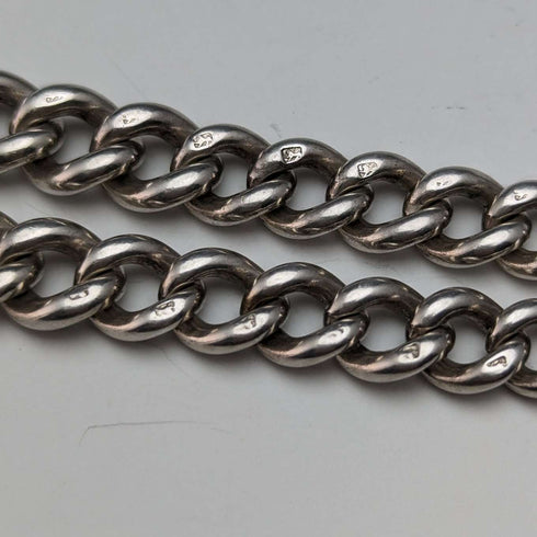 Around 1920 British Antique Sterling Silver Double Albert Chain 53g No Fob