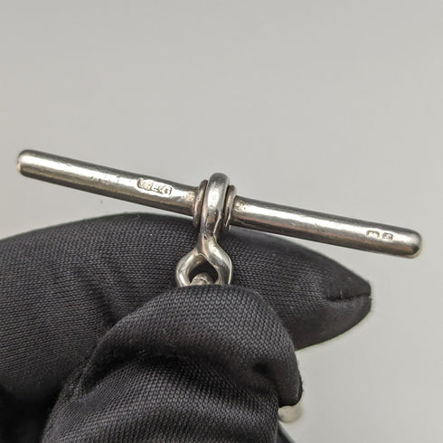 Around 1920 British Antique Sterling Silver Double Albert Chain 53g No Fob