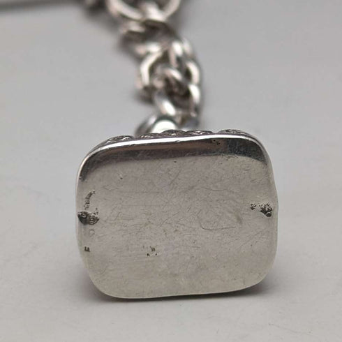 Around 1914 British Antique Sterling Silver Double Albert Chain 56g Sterling Silver Seal Fob