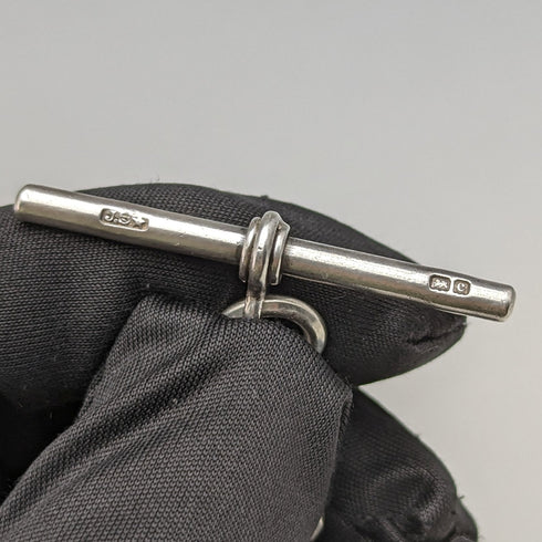 Around 1914 British Antique Sterling Silver Double Albert Chain 56g Sterling Silver Seal Fob