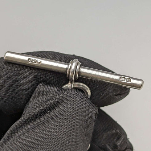Around 1914 British Antique Sterling Silver Double Albert Chain 56g Sterling Silver Seal Fob