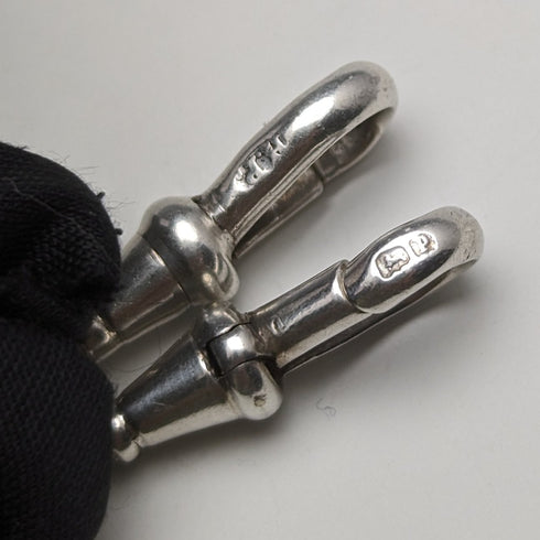 Around 1914 British Antique Sterling Silver Double Albert Chain 56g Sterling Silver Seal Fob
