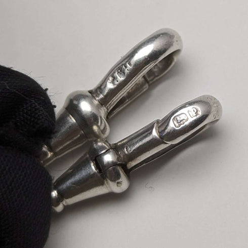Around 1914 British Antique Sterling Silver Double Albert Chain 56g Sterling Silver Seal Fob