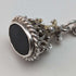 Around 1902 British Antique Sterling Silver Albert Chain 39g Black Onyx Seal Fob