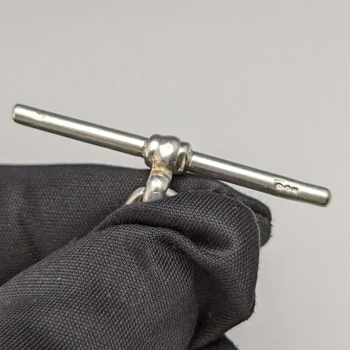 Around 1902 British Antique Sterling Silver Albert Chain 39g Black Onyx Seal Fob