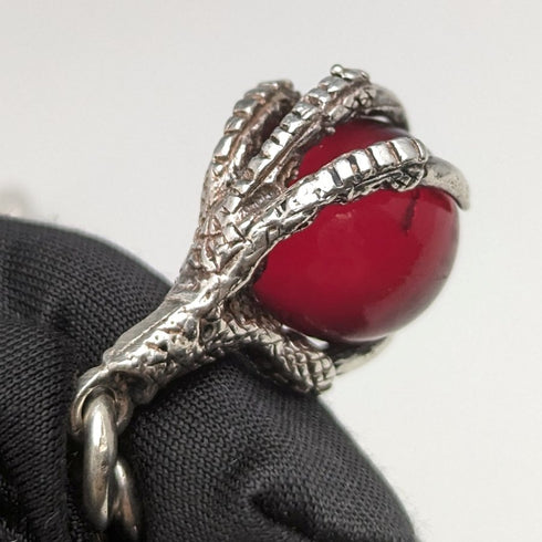 1907年頃 英国アンティーク 純銀製アルバートチェーン 50g クロウ&ボウルフォブ