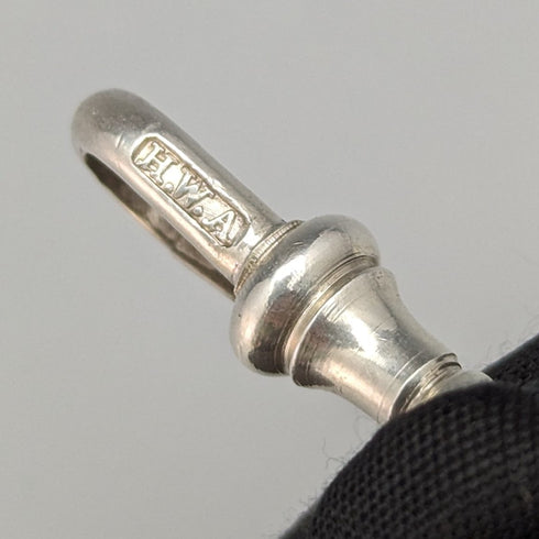 1907年頃 英国アンティーク 純銀製アルバートチェーン 50g クロウ&ボウルフォブ