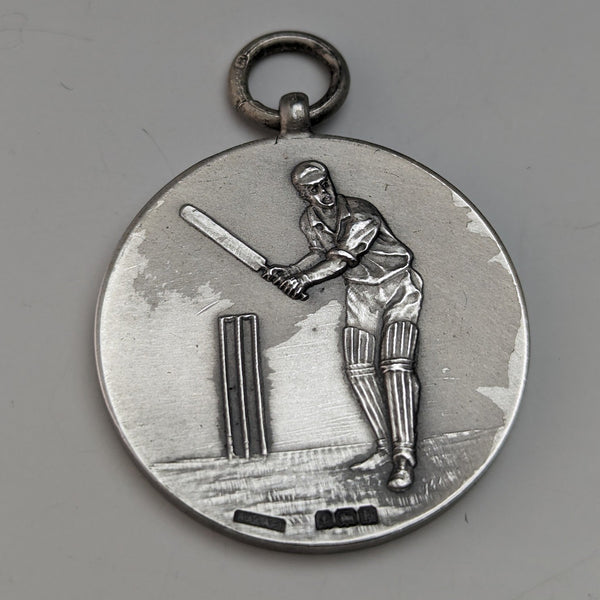 1930 British Vintage Sterling Silver Cricket Medal Fob Navy, Army & Air Force Institute
