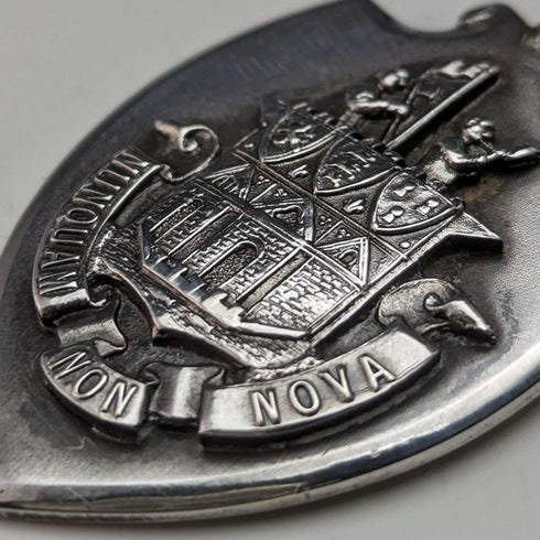 1928 British Vintage Sterling Silver Shield Fob in Fattorini & Sons Case