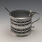 1910 British Antique Pure Silver & Bluegrass Mustard Pot & Spoon Vander & Hedges