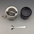 1910 British Antique Pure Silver & Bluegrass Mustard Pot & Spoon Vander & Hedges