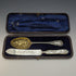 British Antique White Pearl Shell, Silver Plated Cleansing Serving Cutlery in Case