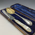 British Antique White Pearl Shell, Silver Plated Cleansing Serving Cutlery in Case