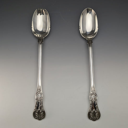 英国アンティークシルバープレート製 サービングスプーン&スポーク ケース入