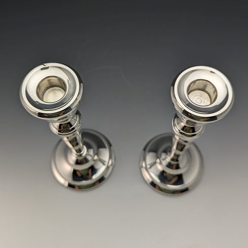 1984 British Vintage Sterling Silver Candle Stand Candelabra Pair Mappin & Webb