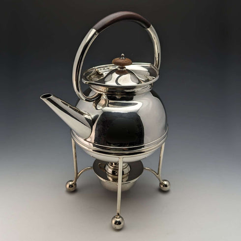 1930 British Vintage Silver Plate Kettle & Burner Stand Set George Wish