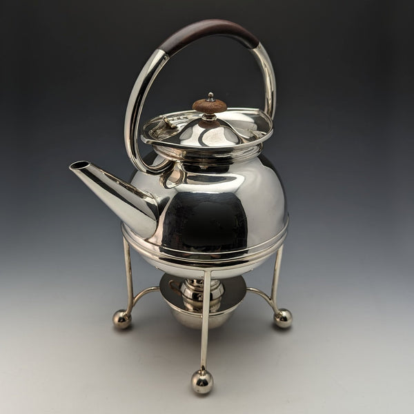 1930 British Vintage Silver Plate Kettle & Burner Stand Set George Wish