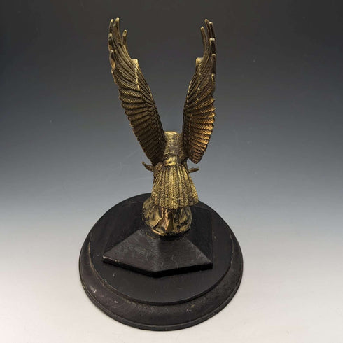 Antique Brass Bald Eagle Pocket Watch Holder with Wooden Base