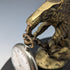 Antique Brass Bald Eagle Pocket Watch Holder with Wooden Base