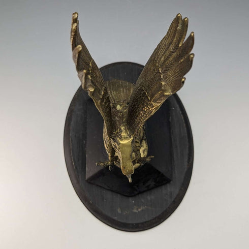 Antique Brass Bald Eagle Pocket Watch Holder with Wooden Base