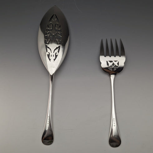 19 世紀末英國古董銀盤魚服務器套裝 LEE & WIGFULL 木盒裝