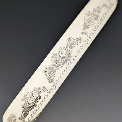 1864年 英国アンティーク 純銀製 デザートカトラリー 12ペアセット 計912g 木箱入り Harrison Brothers & Howson