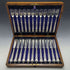 Around 1890 British antique silver plated cutlery 12 pair set in wooden box William Gallimore