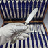 Around 1890 British antique silver plated cutlery 12 pair set in wooden box William Gallimore