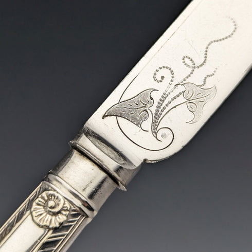 1900 年左右英國古董鍍銀餐具 12 對套裝木盒 Walker & Hall