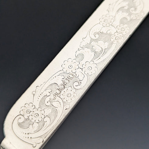 1878 年左右英國古董鍍銀餐具一套 11 刀和 12 叉,裝在木盒中 William Gallimore