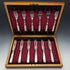 Around 1890 British Antique White Pearl Shell Handle Cutlery 6 Pair Set in Wooden Box Joseph Elliot