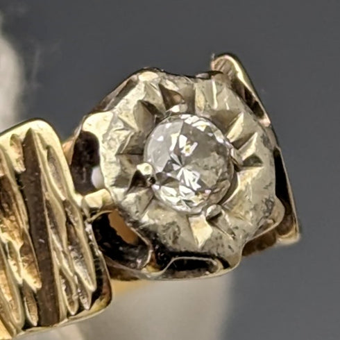 1972 British Vintage Jewelry Diamond K9 Gold Ring (Size 11) Engagement Ring